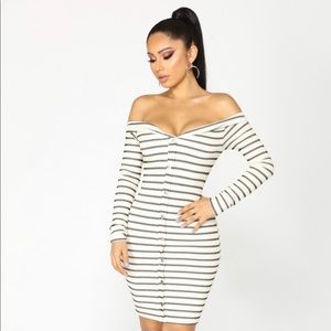 Stripe  Midi Dress - Ivory/Black(never worn w/tags